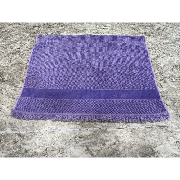 Fieldcrest Purple Cloth Cotton Fringe Towels 3 Piece Set Hand Bath MCM Vintage - Picture 10 of 16